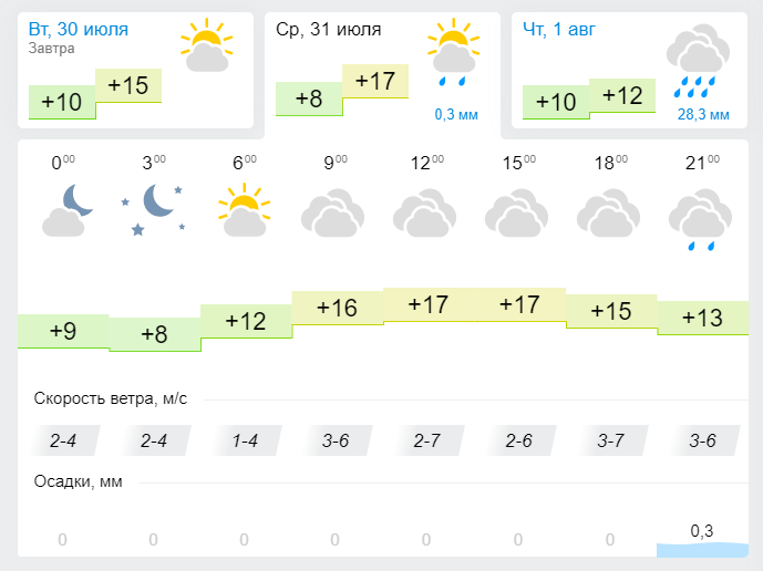 Погода в Лениногорске 31 июля