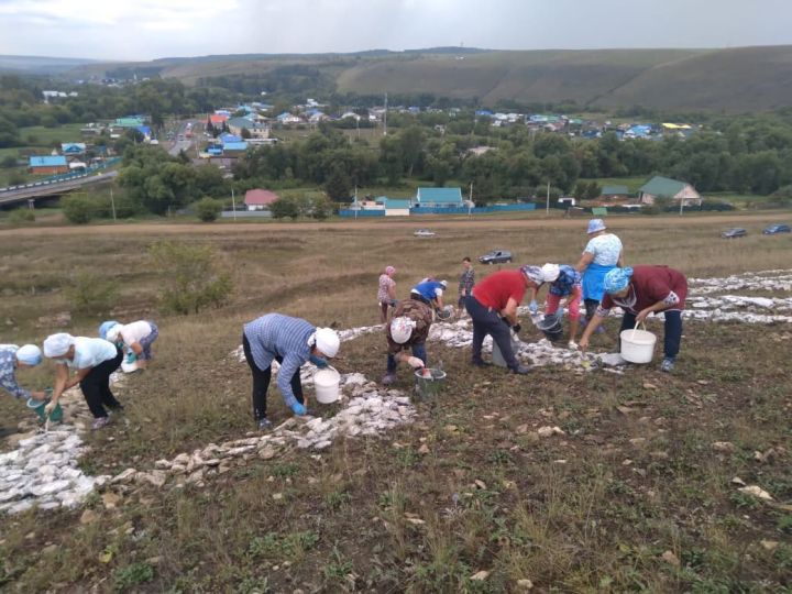 Жители села Сугушла Лениногорского района на горе обновили гигантские буквы легендарной фразы из корана