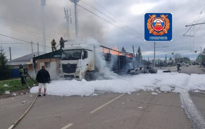 В Альметьевском районе произошло ДТП с возгоранием автомобилей